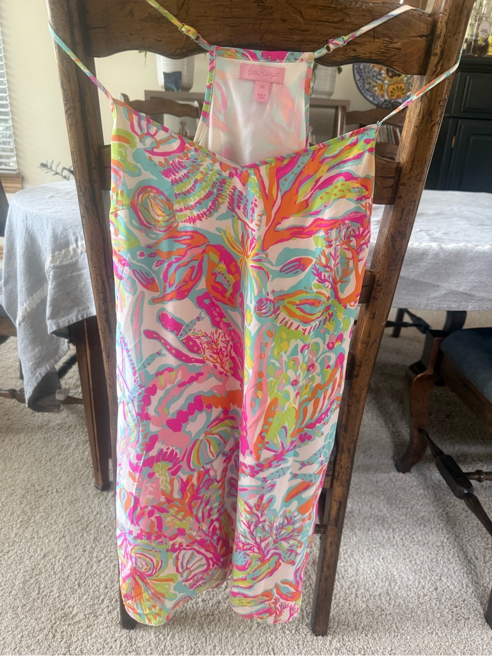 Lilly Pulitzer Neon Coral-Print Slip Dress